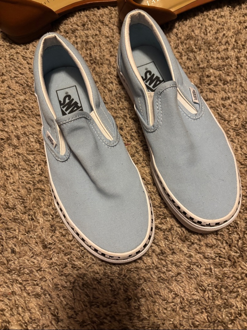 Vans Light Blue Canvas Classic Slip-On Loafers